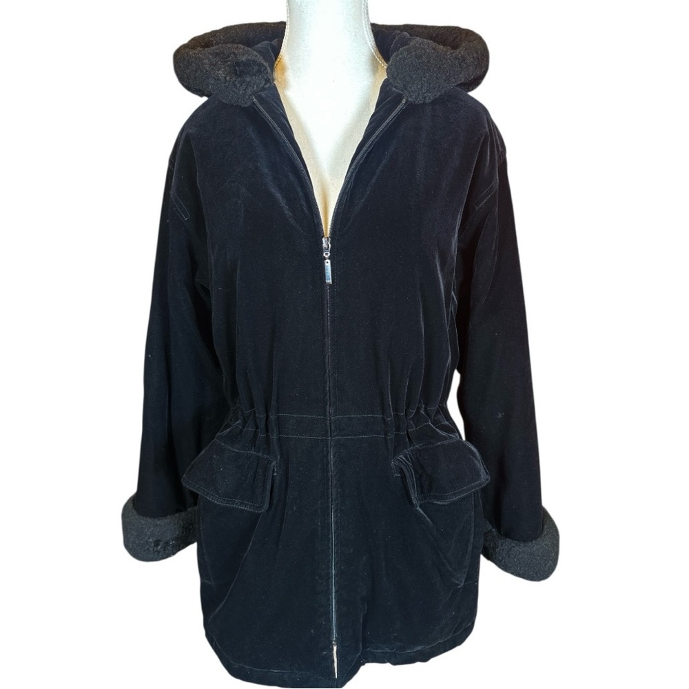 Gallery Black Teddy Hooded Jacket - Picture 7 of 12